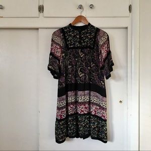 D’UN A DIX/ lace trimmed silk dress